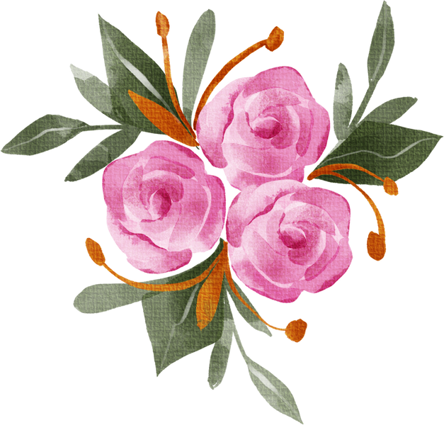 Watercolor Rose Flower Bouquet